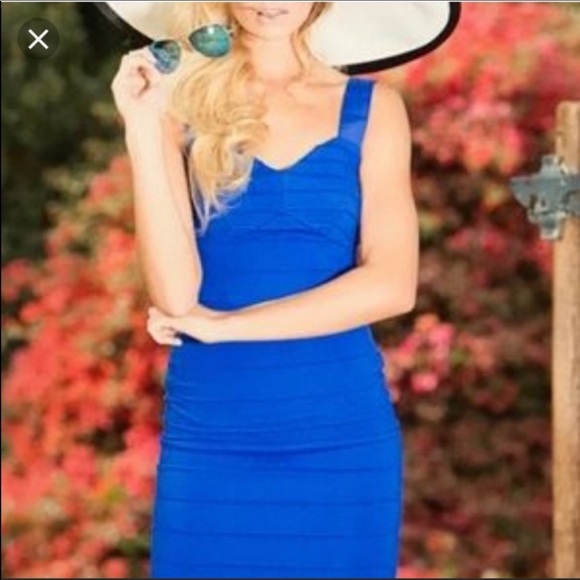 TED BAKER CHARLII BLUE BODYCON JERSEY SHEATH MIDI DRESS SZ US 6 OR TED SZ 2 S - Picture 3 of 12
